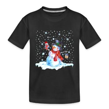 Noël nostalgie bonhomme de neige avec hibou, lanterne - T-shirt bio Premium Enfant - noir - Devant