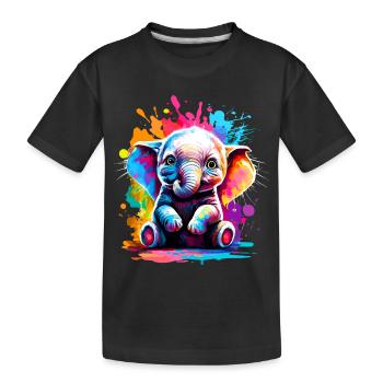 Éléphant Coloré - Bébé Éléphant Coloré - T-shirt bio Premium Enfant - noir - Devant