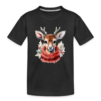 Reh Deer Christmas - Kids' Premium Organic T-Shirt - black - Front