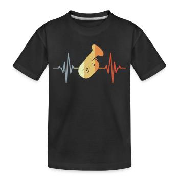 Tuba Heartbeat - Kids' Premium Organic T-Shirt - black - Front