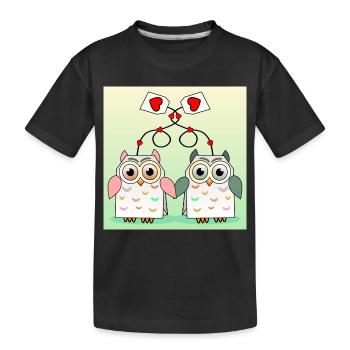 Owl Tea - Kids' Premium Organic T-Shirt - black - Front