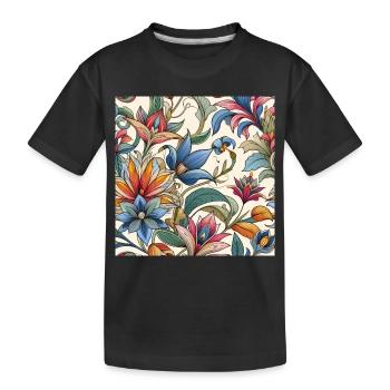 Fleurs végétal colorées - T-shirt bio Premium Enfant - noir - Devant