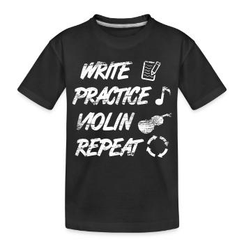 Pratique de l’écriture, répétition du violon - T-shirt bio Premium Enfant - noir - Devant