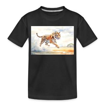Tiger in Action - Kids' Premium Organic T-Shirt - black - Front