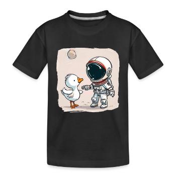 Mignon astronaute et oie dessin animé Design | Espace - T-shirt bio Premium Enfant - noir - Devant