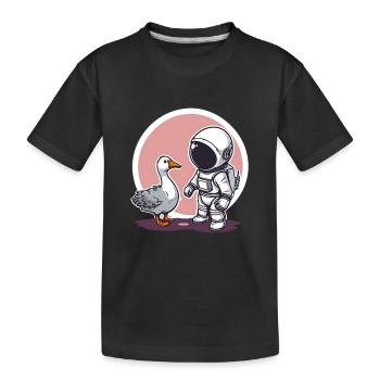 Mignon astronaute et oie dessin animé Design | Espace - T-shirt bio Premium Enfant - noir - Devant
