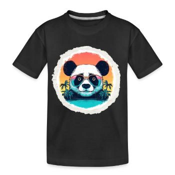 Baby-Panda im Urlaub - Kinder Premium Bio T-Shirt - Schwarz - Vorne