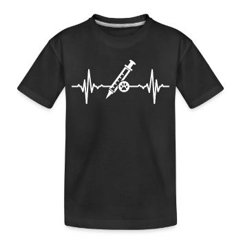 Tierarzt Spritze Herzschlag - Kinder Premium Bio T-Shirt - Schwarz - Vorne