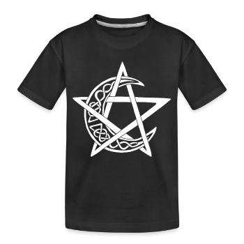 Weißes Mond-Pentagramm - Kinder Premium Bio T-Shirt - Schwarz - Vorne