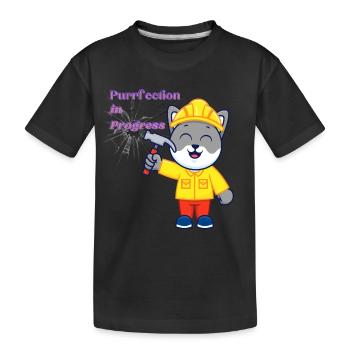 Fleißige Katze im Bauanzug - Kinder Premium Bio T-Shirt - Schwarz - Vorne