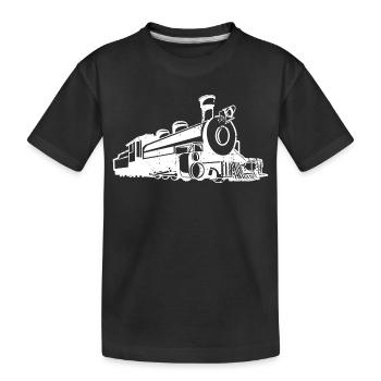 Dampflokomotive Skizze - Kinder Premium Bio T-Shirt - Schwarz - Vorne