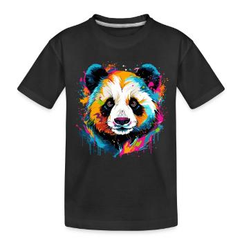Panda coloré éclaboussures d’éclaboussures de peinture - T-shirt bio Premium Enfant - noir - Devant