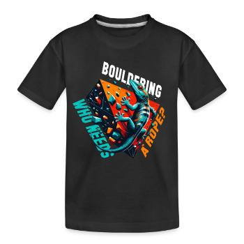 Bouldern Gecko Seil? Geschenk - Kinder Premium Bio T-Shirt - Schwarz - Vorne