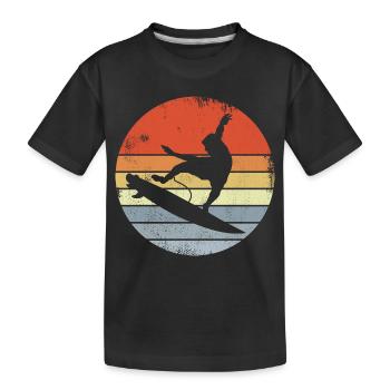Surfen Vintage Look - Kinder Premium Bio T-Shirt - Schwarz - Vorne