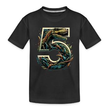5 Jahre T-Rex 5. Geburtstag Geschenk - Kinder Premium Bio T-Shirt - Schwarz - Vorne