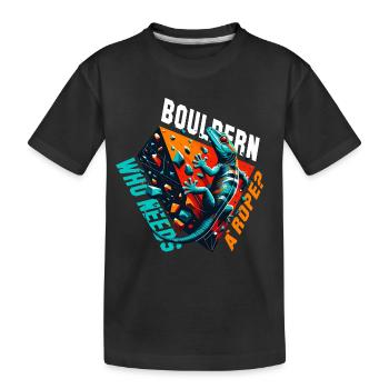 Bouldern Gecko Seil? Geschenk - Kinder Premium Bio T-Shirt - Schwarz - Vorne