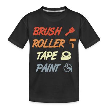 Brush Roller Tape Paint - Kinder Premium Bio T-Shirt - Schwarz - Vorne