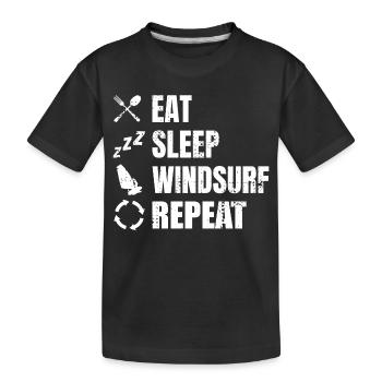 Manger, dormir, faire de la planche à voile, répéter - T-shirt bio Premium Enfant - noir - Devant