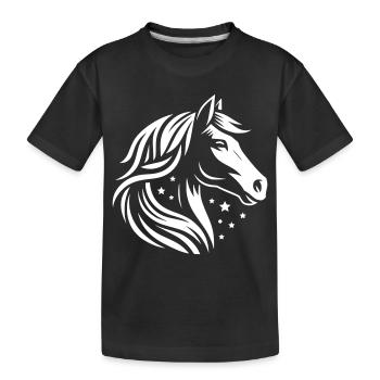 Pferdekopf Sterne - Kinder Premium Bio T-Shirt - Schwarz - Vorne