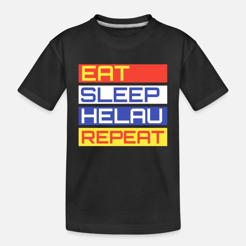 EAT SLEEP HELAU REPEAT Design - Kinder Premium Bio T-Shirt - Schwarz
