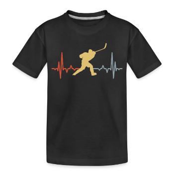 Eishockey Herzschlag Vintage Look - Kinder Premium Bio T-Shirt - Schwarz - Vorne