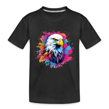 Aigle coloré, pygargue à tête blanche, touche de couleur - T-shirt bio Premium Enfant - noir - Devant