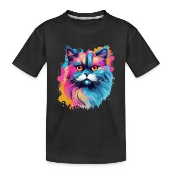 Bunte Himalaya Katze Farbkleckse Farbspritzer - Kinder Premium Bio T-Shirt - Schwarz - Vorne