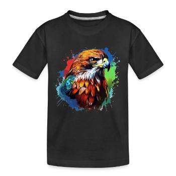 Des taches colorées de faucon à queue rousse d'éclaboussures de peinture - T-shirt bio Premium Enfant - noir - Devant