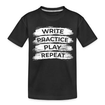 Écrire, s’entraîner, jouer, répéter - T-shirt bio Premium Enfant - noir - Devant