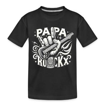papa rockx Vatertag Vater Dad Geschenk Daddy - Kinder Premium Bio T-Shirt - Schwarz - Vorne