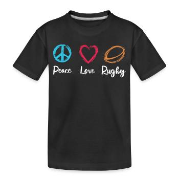 Peace Love Rugby - Kids' Premium Organic T-Shirt - black - Front