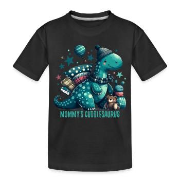 Mommy’s Cuddlesaurus Kuschel-Dinosaurier Geschenk - Kinder Premium Bio T-Shirt - Schwarz - Vorne