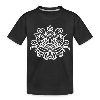Weißes Lotus-Mandala - Kinder Premium Bio T-Shirt - Schwarz - Vorne