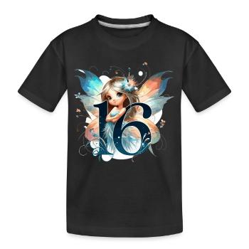 16 ans fée elfe mignon cadeau d’anniversaire - T-shirt bio Premium Enfant - noir - Devant