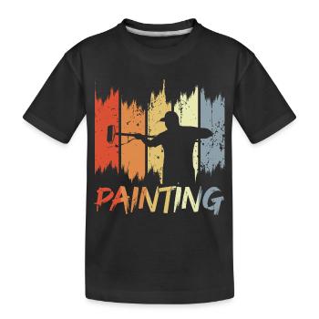 Retro Maler - Kinder Premium Bio T-Shirt - Schwarz - Vorne