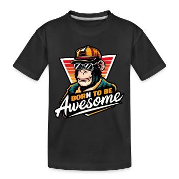 Chimpanzé cool né pour être génial - T-shirt bio Premium Enfant - noir - Devant