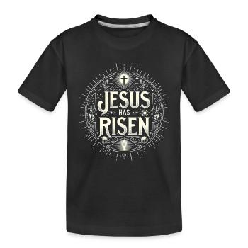 Jesus ist Auferstanden Kreis - Kinder Premium Bio T-Shirt - Schwarz - Vorne
