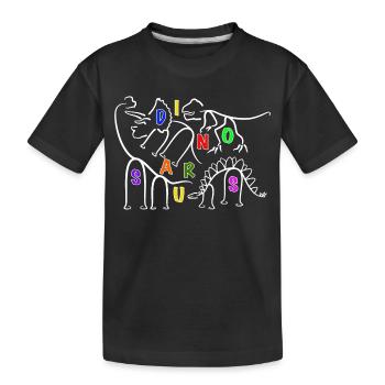 verschiedene Dinosaurier Dino Liniengrafik - Kinder Premium Bio T-Shirt - Schwarz - Vorne