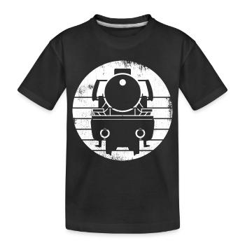 Dessin de locomotive à vapeur - T-shirt bio Premium Enfant - noir - Devant
