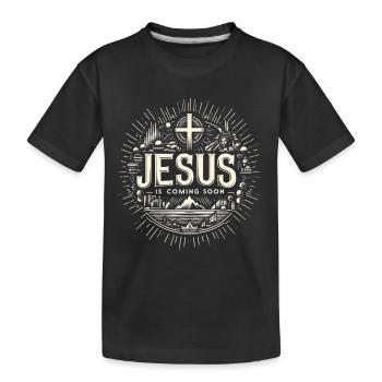 Jésus bientôt à venir couronne radieuse - T-shirt bio Premium Enfant - noir - Devant