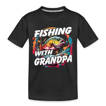 Angeln mit Opa buntes Angelmotiv - Kinder Premium Bio T-Shirt - Schwarz - Vorne