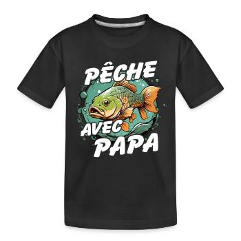 Pêcher avec papa. Motif de pêche coloré - T-shirt bio Premium Enfant - noir - Devant