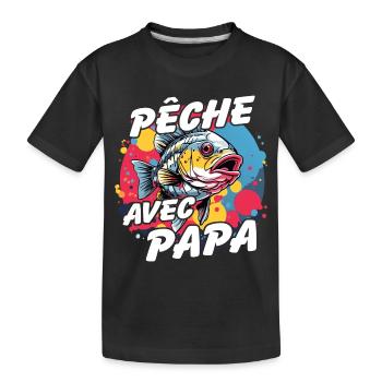 Pêcher avec papa. Motif de pêche coloré - T-shirt bio Premium Enfant - noir - Devant