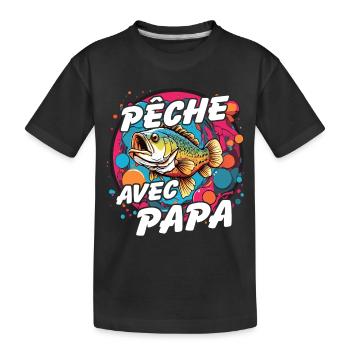 Pêche avec papa - T-shirt bio Premium Enfant - noir - Devant