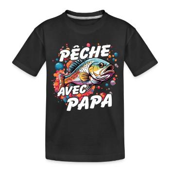 Pêche avec papa. Motif de pêche coloré - T-shirt bio Premium Enfant - noir - Devant