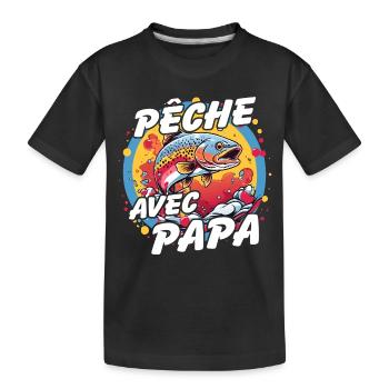 Pêche avec papa - T-shirt bio Premium Enfant - noir - Devant