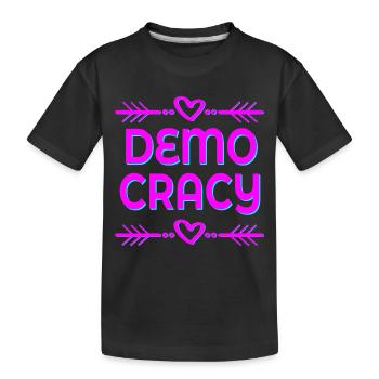 DEMOKRATIE, FREIHEIT, INKLUSION - Kinder Premium Bio T-Shirt - Schwarz - Vorne