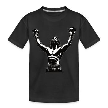 Boxer mit Siegerpose - cooles Boxing Design - Kinder Premium Bio T-Shirt - Schwarz - Vorne