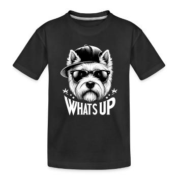 Highland White Terrier Whats Up Design - Kids' Premium Organic T-Shirt - black - Front