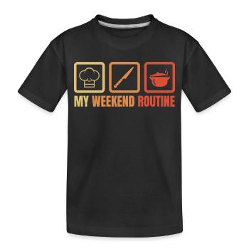 Weekend Cooking - Kids' Premium Organic T-Shirt - black - Front